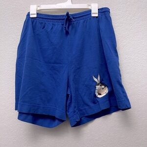 Acme Clothing Vintage 90s Y2K blue basketball cotton shorts with Bugs Bunny Taz